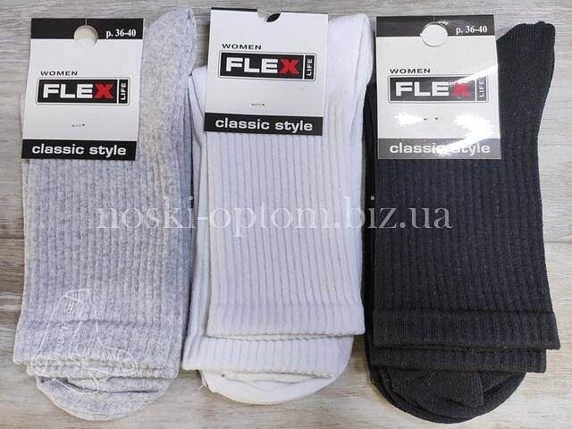 Шкарпетки жіночі, бавовняні "FLEX" з тенісною гумкою, високі, асорті.