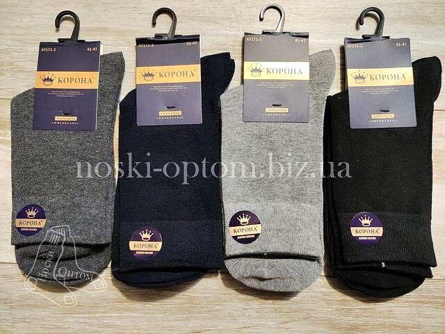 Шкарпетки чоловічі «КОРОНА» класичної висоти, однотонні, асорті, AY171-2.
