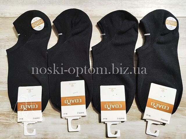 Шкарпетки жіночі "COALO" однотонні, ультракороткі (пінетки), чорні, BH670-2.