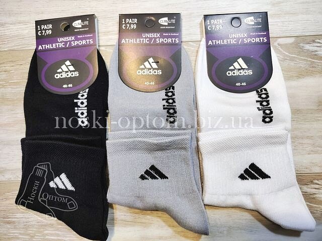 Шкарпетки чоловічі "ADIDAS" з широкою гумкою, "ATHLETIC", середня висота, асорті.