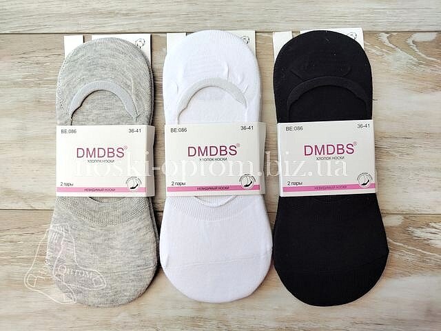 Сліди жіночі бавовняні ТМ "DMDBS" з силіконом на п'яті, асорті, BE086.
