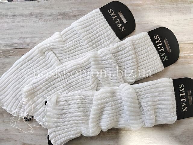 Гетри жіночі в'язані ТМ "SYLTAN" з вовни лами, білі арт. 1399.