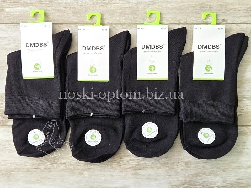 Шкарпетки жіночі бамбукові ТМ "DMDBS" середньої висоти, чорні, BJ705.