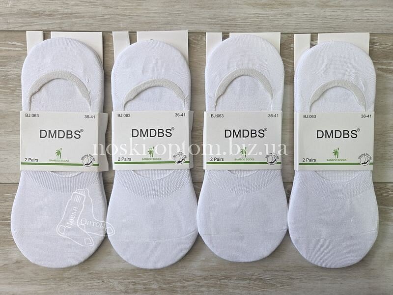 Сліди жіночі бамбукові ТМ "DMDBS" з силіконом на п'яті, білі, BJ063.