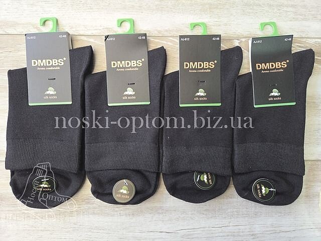 Шкарпетки чоловічі шовкові ТМ "DMDBS" однотонні, середньої висоти, чорні, AJ812.