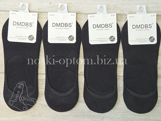 Сліди чоловічі бавовняні ТМ "DMDBS" з силіконом на п'яті, не глибокі, чорні, AJ111.