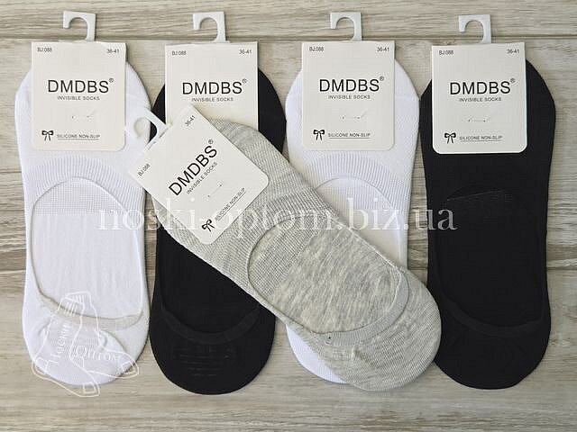 Сліди жіночі бавовняні ТМ "DMDBS" з силіконом на п'яті, асорті, BJ088, (СІТКА).