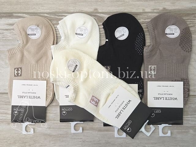 Ультракороткі шкарпетки жіночі ТМ "WHITE LABEL" бавовняні з силікном на стопі, "CHANEL", C1991-1.