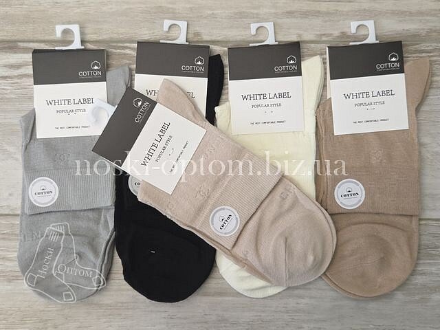 Шкарпетки жіночі бавовняні ТМ "WHITE LABEL" середньої висоти, супер тонкі, "CHANEL", C1995-2.