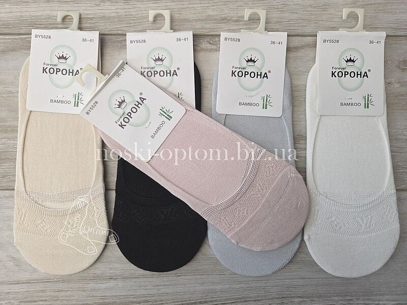 Сліди бамбукові жіночі ТМ "КОРОНА" з силіконом на п'яті, не глибокі "LV", BY5528-2, (СІТКА).
