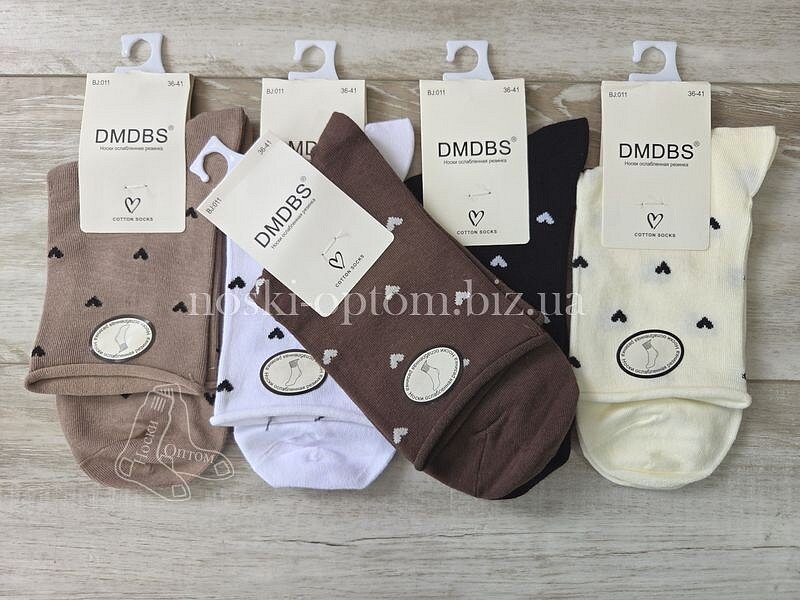 Шкарпетки жіночі бавовняні ТМ "DMDBS" класичної висоти "СЕРДЕЧКА", MEDICAL COMFORT, BJ011.