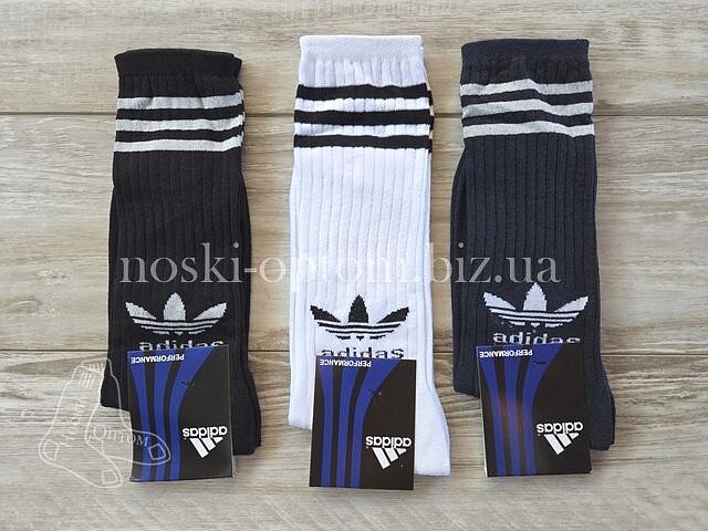 Високі шкарпетки чоловічі ТМ "ADIDAS" з тенісною гумкою, "Дві смужки", асорті.