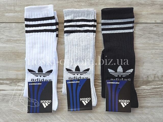 Високі шкарпетки жіночі (підліткові) ТМ "ADIDAS" з тенісною гумкою, "Дві смужки", асорті.