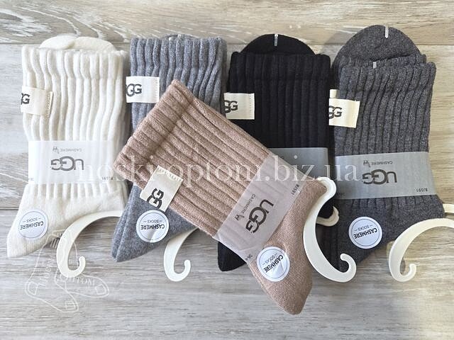 Кашемірові жіночі шкарпетки ТМ «UGG» асорті кольорів, з нашивкою бренду, BJ591.