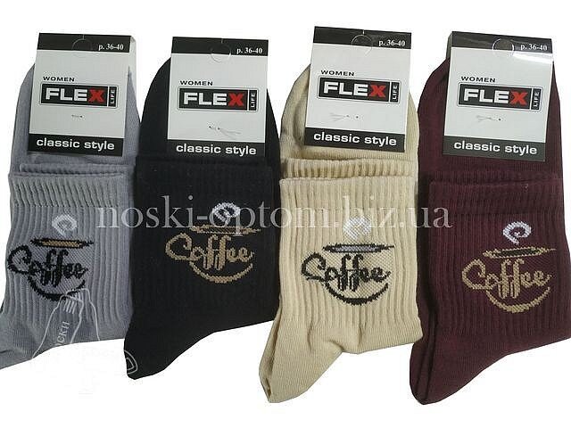 Шкарпетки жіночі, літні "FLEX" середньої висоти, з високоякісної бавовни, "Coffee".