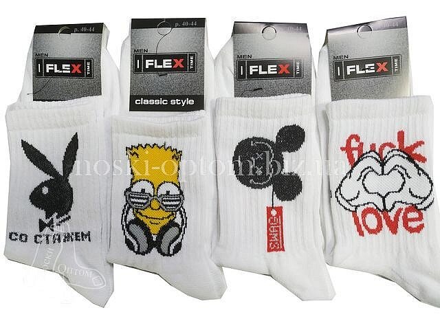 Носки  мужские, летние  "FLEX"  средней высоты, с надписями  и рисунками. «ПЛЕЙБОЙ».