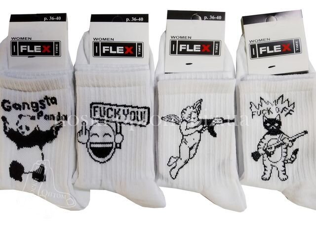 Носки женские ТМ «FLEX» с прикольными надписями и рисунками, «Gangsta Panda».