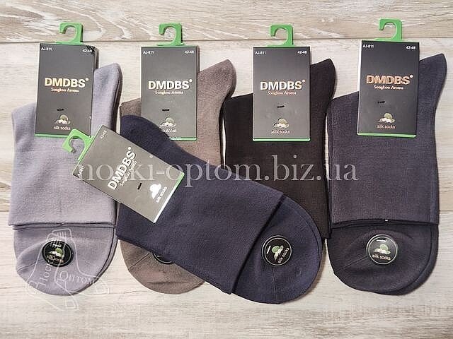 Шкарпетки чоловічі шовкові ТМ "DMDBS" однотонні, середньої висоти, асорті, не туга резинка, AJ811.